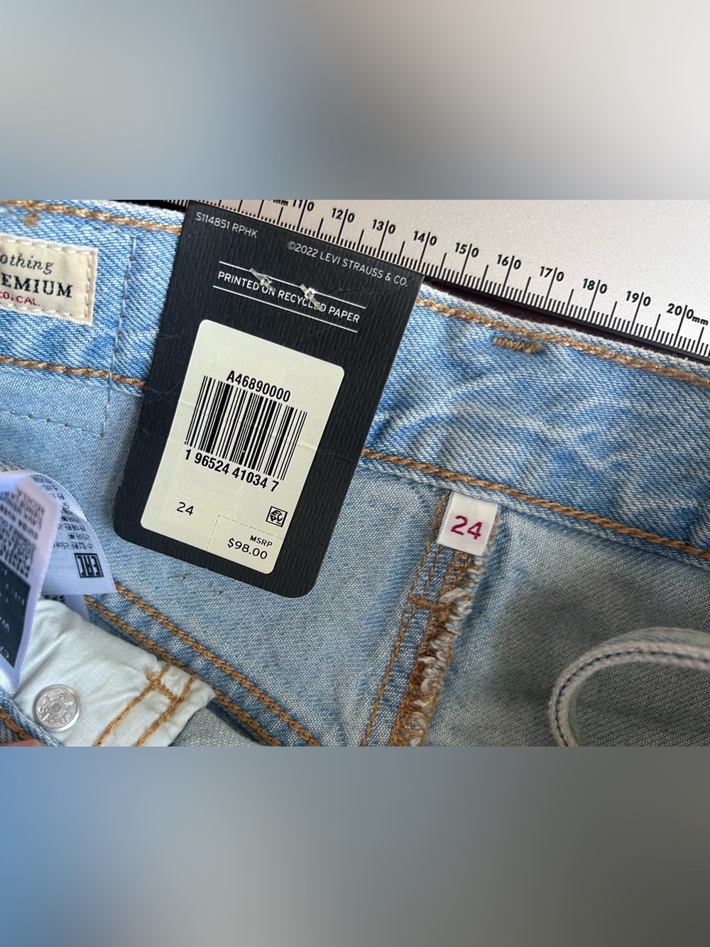 New Levi's Light Blue Denim Maxi Skirt size 24 - Picture 6 of 10
